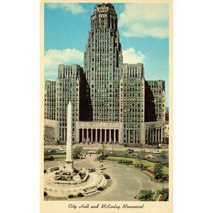 Postcard City Hall and McKinley Monument Vintage Chrome Unposted 1939-1970s